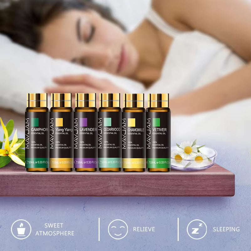 Premium Essential Oil Collection - 10ML Lavender, Rose, Eucalyptus, Jasmine, Vanilla, Mint, Sandalwood, Tea Tree, and Orange for Diffusers