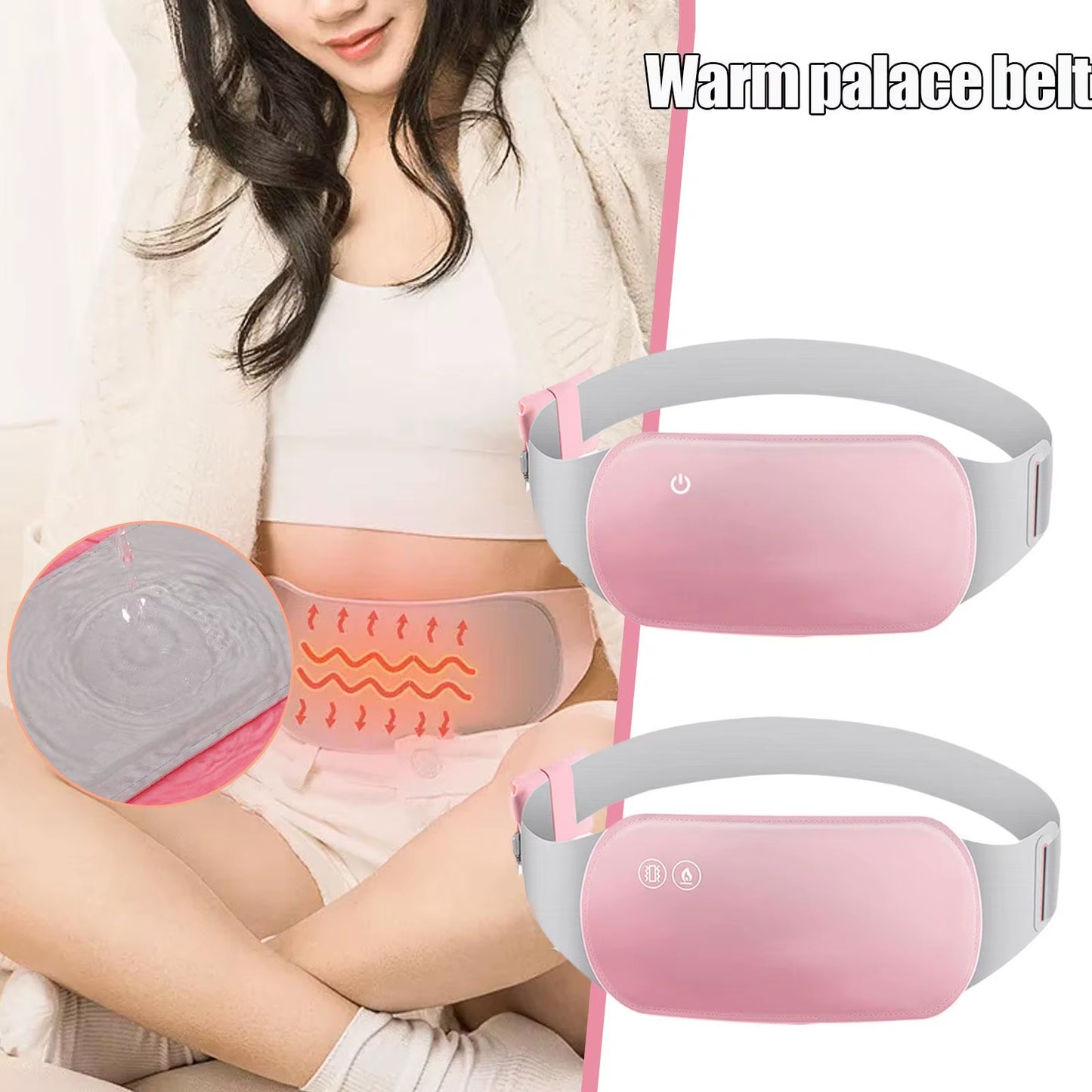 1Pcs Menstrual Relief Heating Pad Electric Fast Heating Vibration Massage Belt Portable Heating Pads for Women Back Belly Pain