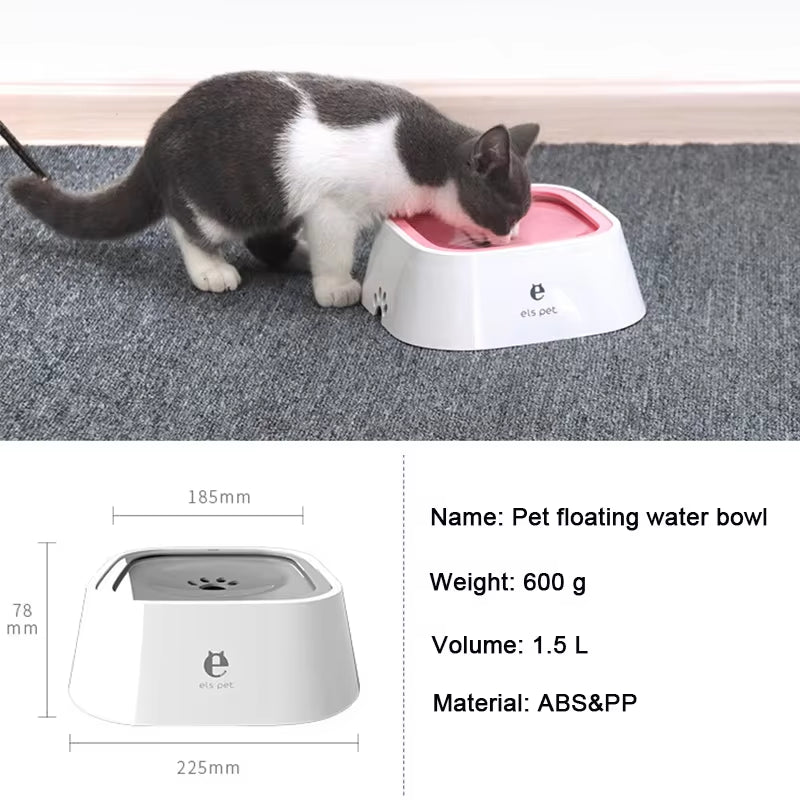 Non-Spill Floating Water Bowl for Dogs and Cats - Anti-Overflow Plastic Dispenser