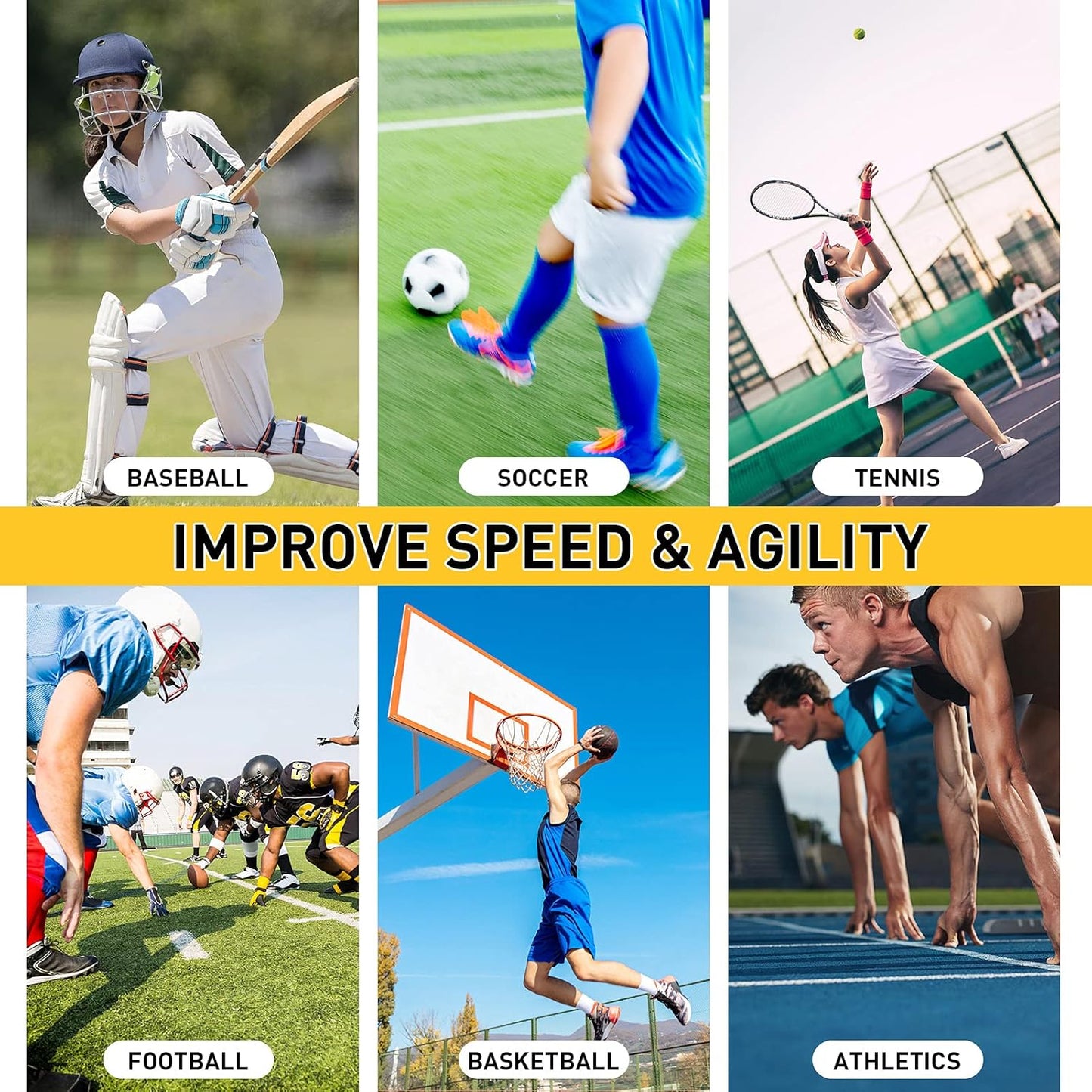 Speed Agility Training Set, Includes Speed Running Parachute, Adjustable Hurdle, Adjustable Agility Ladder, Disc Cones, Jump Rope with Carrying Bag ,For Speed Training Equipment Training Athletes