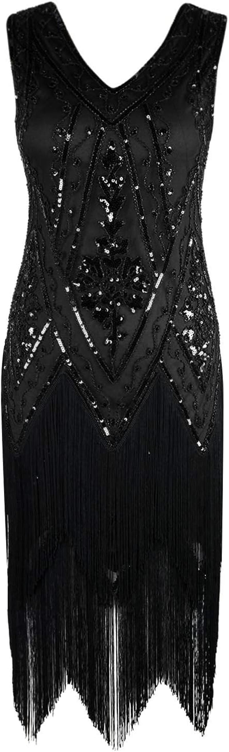 Women's 1920s Vintage Flapper Dress with Fringe - Elegant Gatsby Inspired Swing Dress