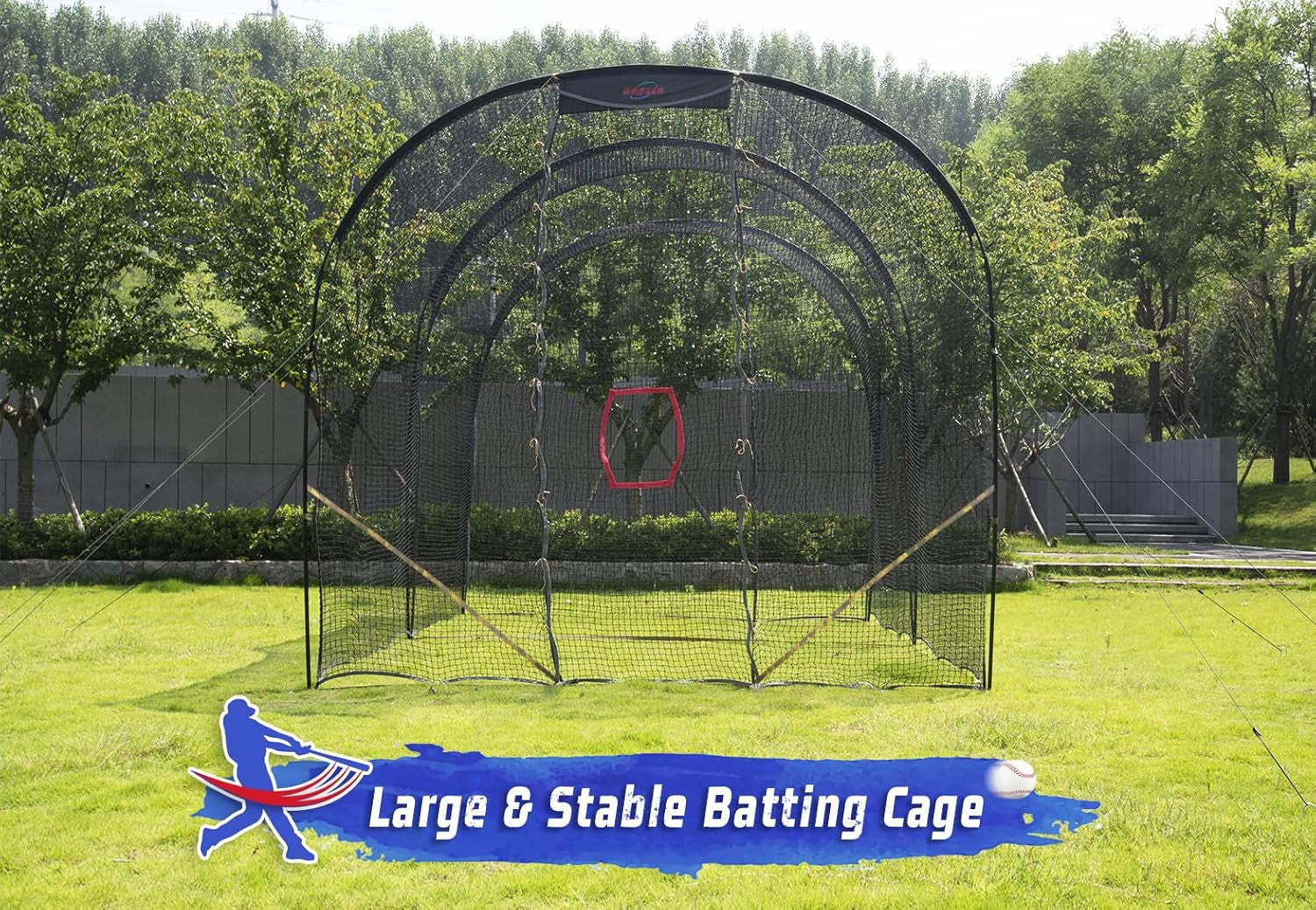 Batting Cage Baseball - 16 X10 X10FT Batting Net Backyard Softball Training Equipment with Pitching Machine Hole, Large Batting Cage with Frame & Net