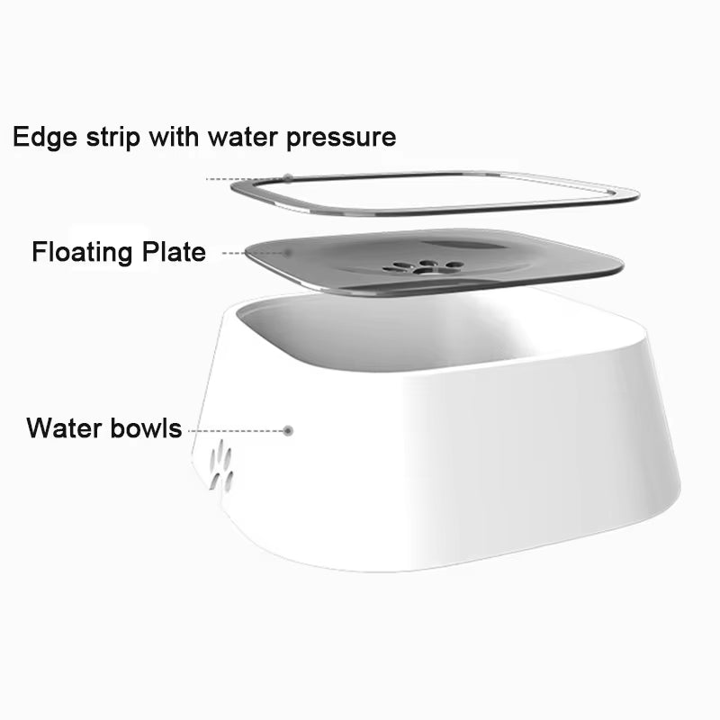 Non-Spill Floating Water Bowl for Dogs and Cats - Anti-Overflow Plastic Dispenser