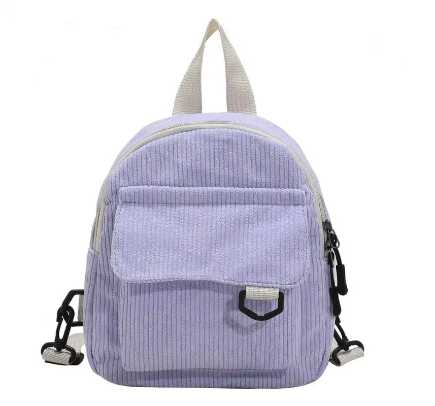 Minimalist and Versatile Striped Velvet Mini Backpack Students and Women for Leisure Travel