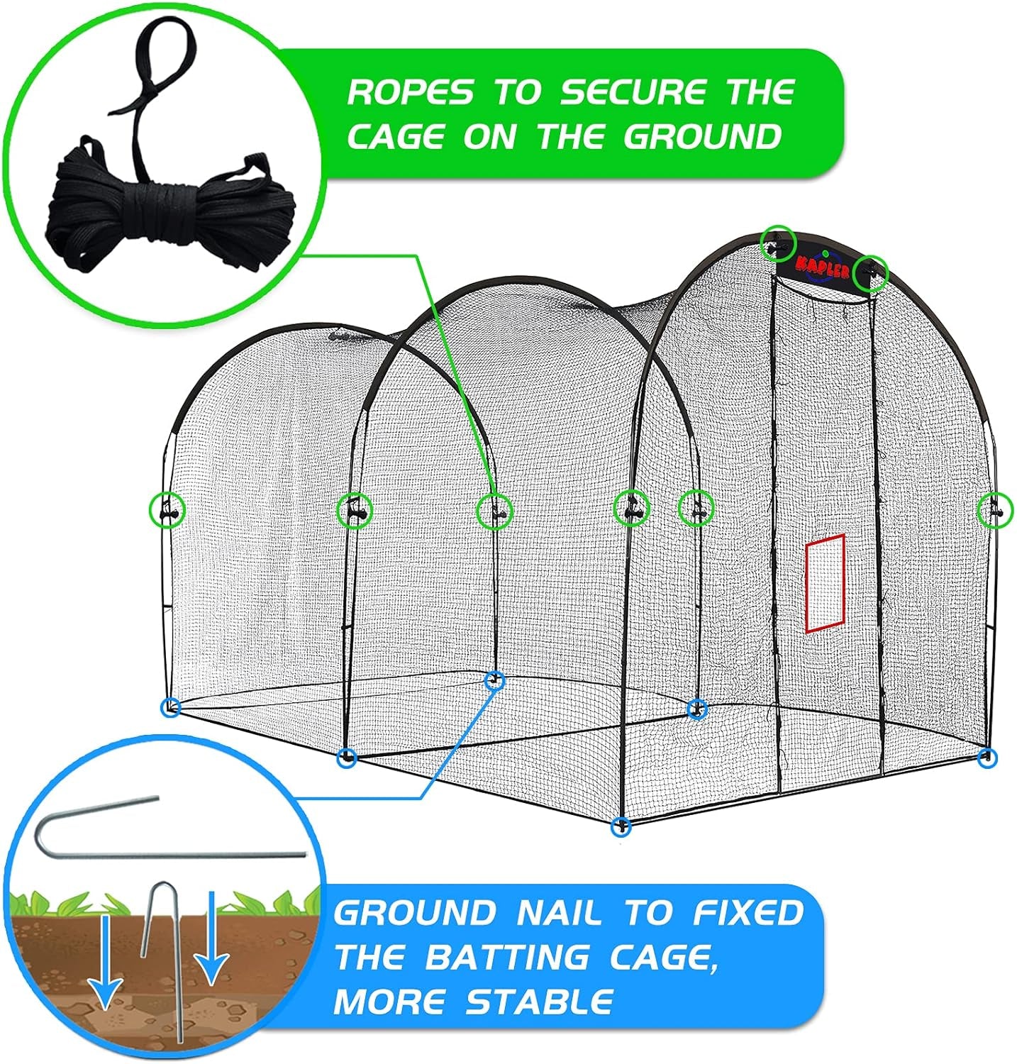 Batting Cage Baseball - 16 X10 X10FT Batting Net Backyard Softball Training Equipment with Pitching Machine Hole, Large Batting Cage with Frame & Net