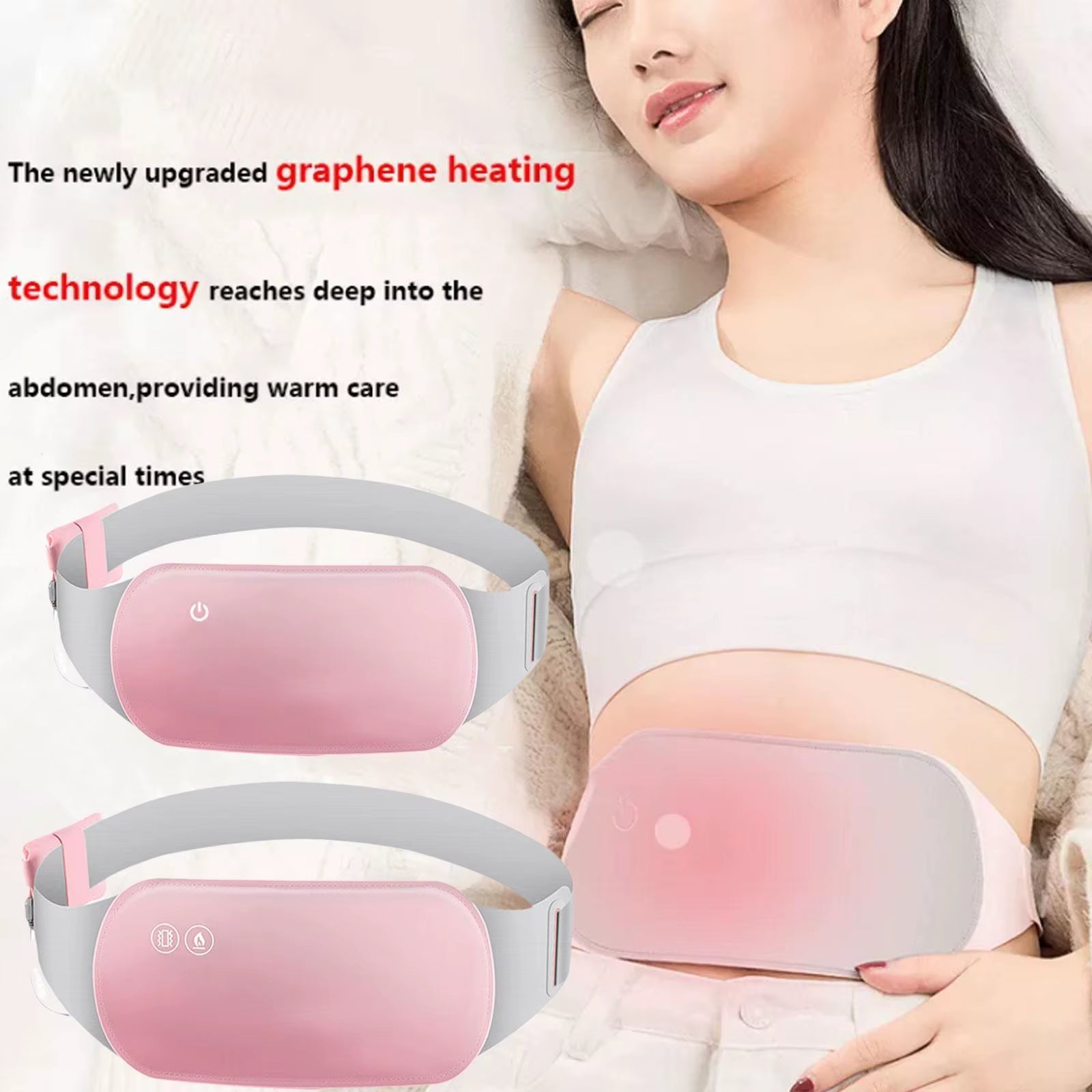 1Pcs Menstrual Relief Heating Pad Electric Fast Heating Vibration Massage Belt Portable Heating Pads for Women Back Belly Pain