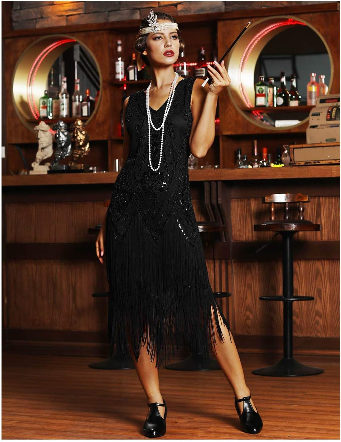 Women's 1920s Vintage Flapper Dress with Fringe - Elegant Gatsby Inspired Swing Dress