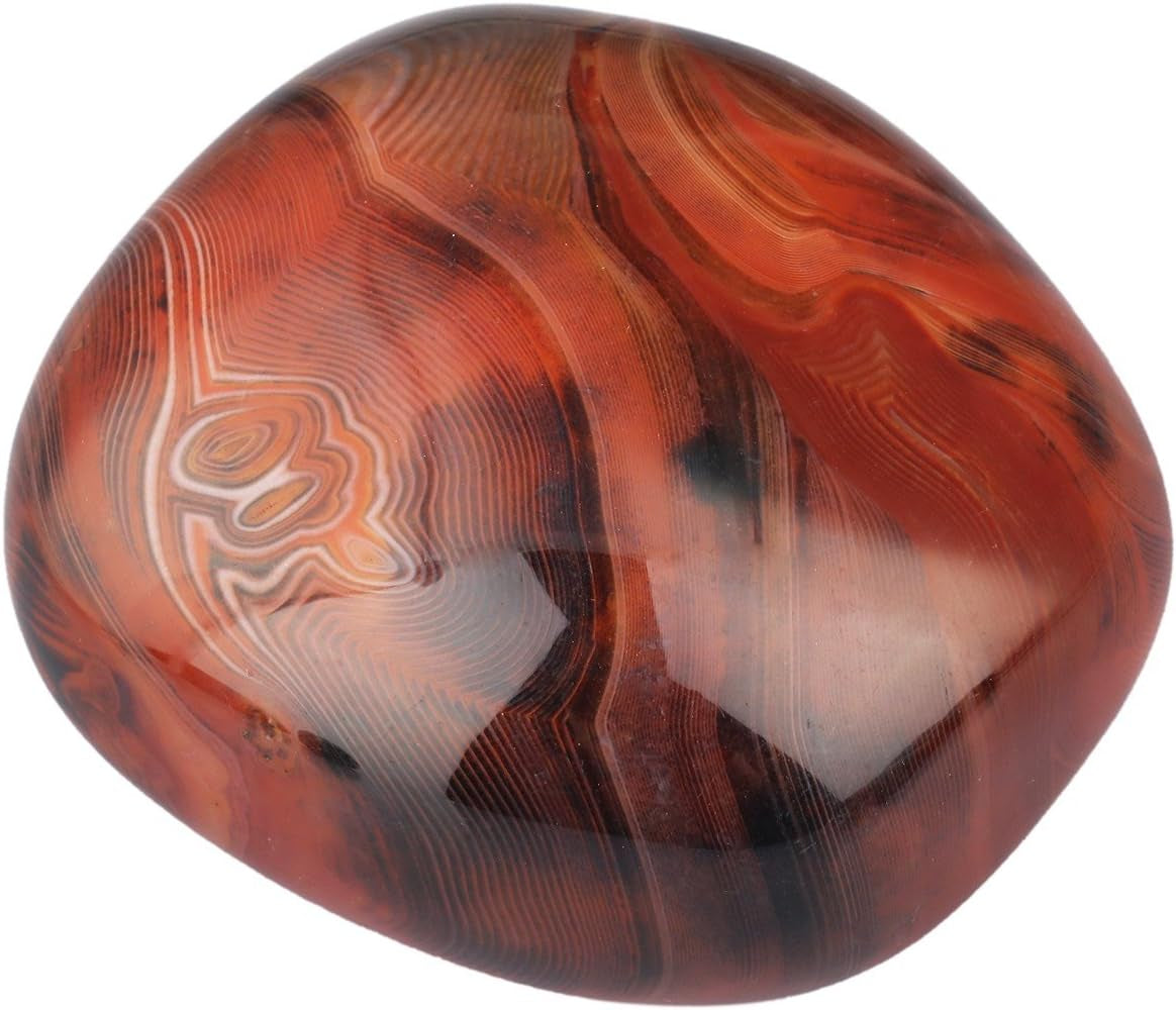 Polished Banded Agate Palm Stones for Healing with Velvet Pouch