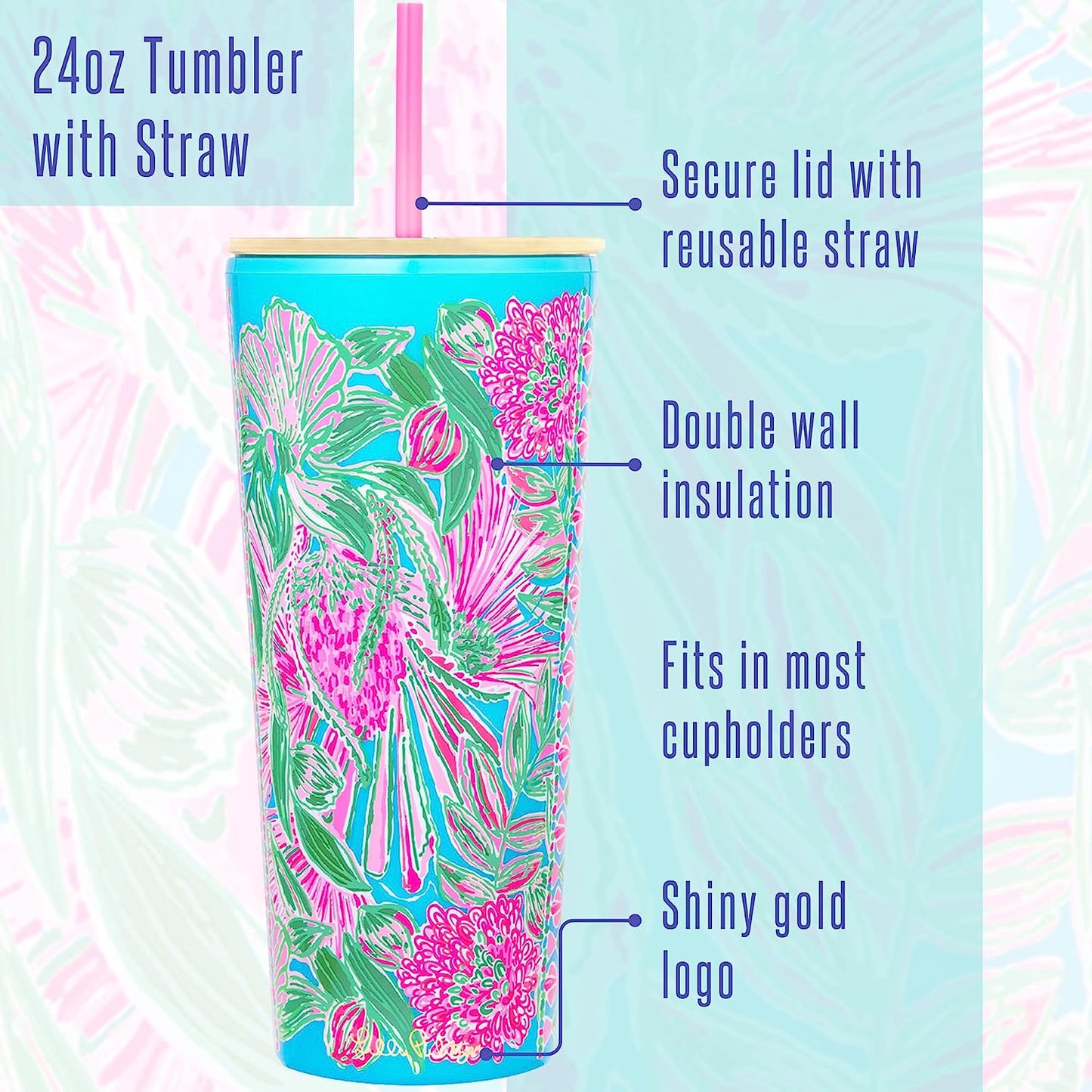 Insulated 24 Oz Double Wall Tumbler with Lid and Straw - Coming in Hot