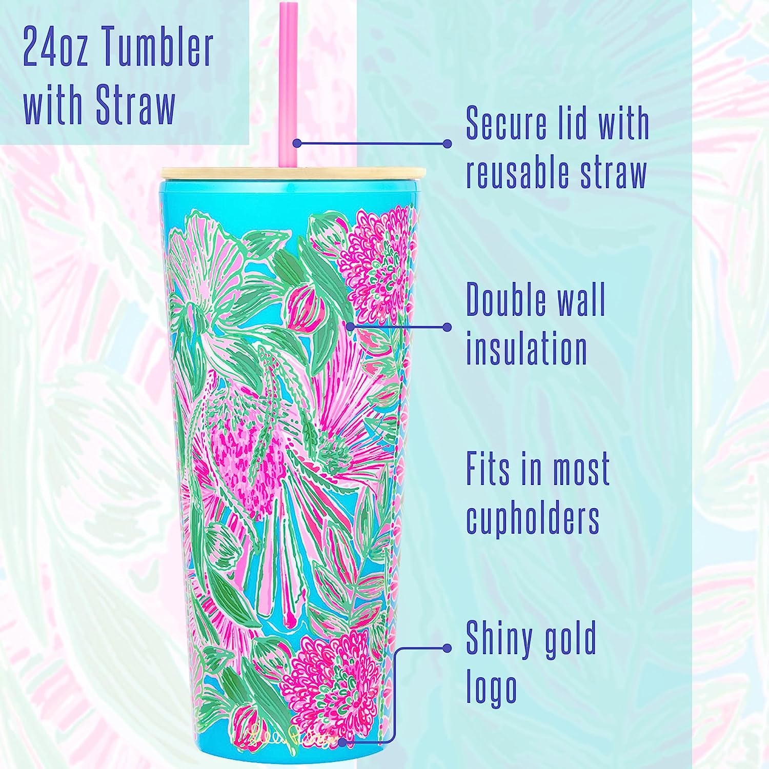 Insulated 24 Oz Double Wall Tumbler with Lid and Straw - Coming in Hot