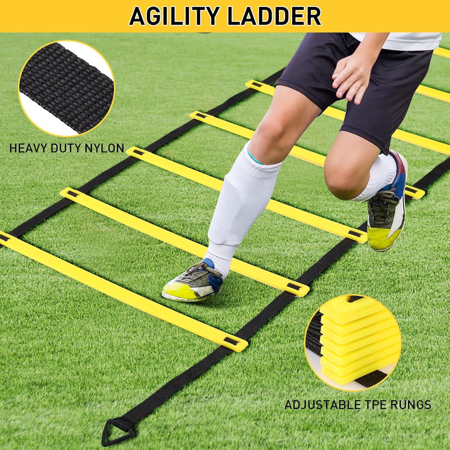 Speed Agility Training Set, Includes Speed Running Parachute, Adjustable Hurdle, Adjustable Agility Ladder, Disc Cones, Jump Rope with Carrying Bag ,For Speed Training Equipment Training Athletes