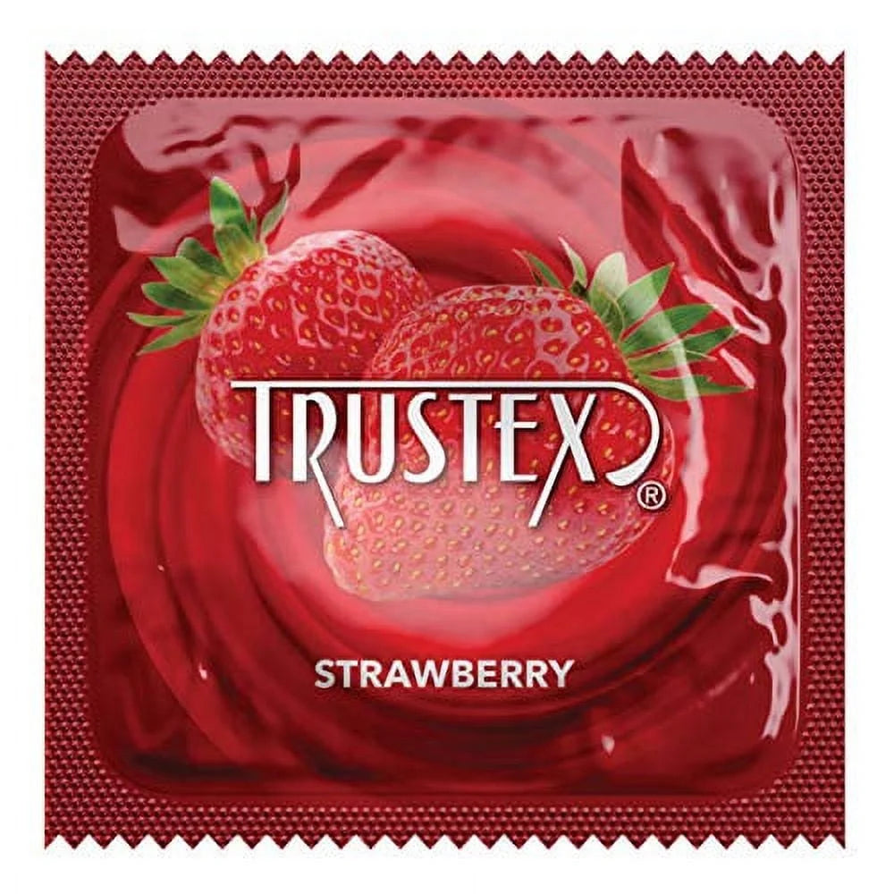 Strawberry + Brass Lunamax Pocket Case, Flavored Lubricated Latex Condoms-24 Count