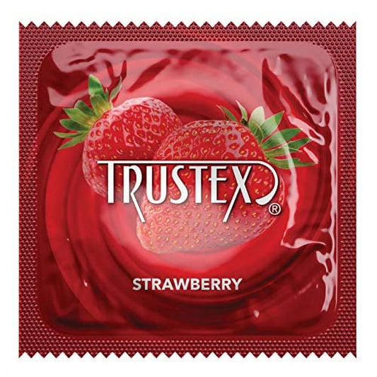 Strawberry + Brass Lunamax Pocket Case, Flavored Lubricated Latex Condoms-24 Count