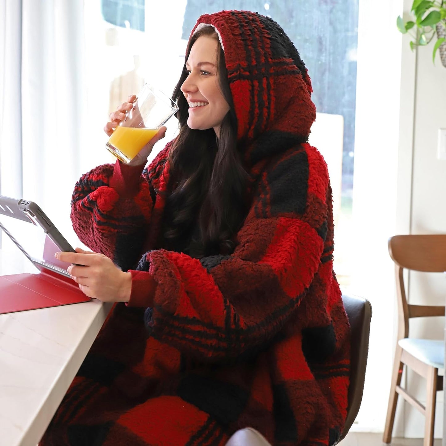 Oversized Sherpa Hoodie Blanket Pullover for Adult Men and Women