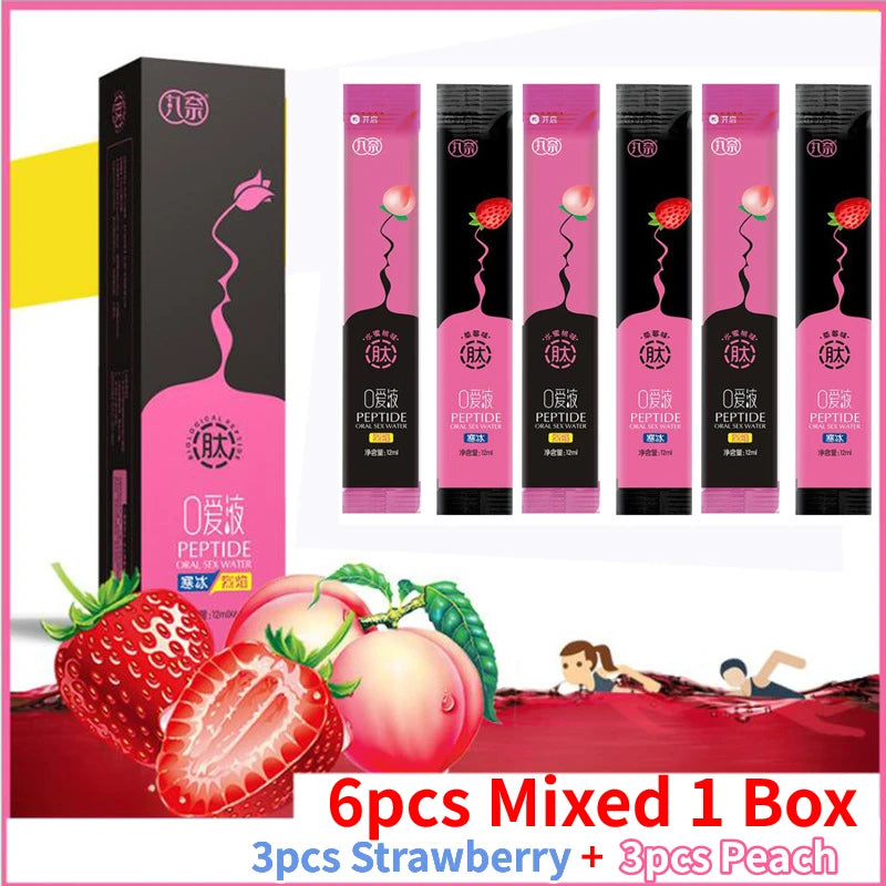 6Pcs Oral Sex Water Liquid Edible Lubricant Strawberry Peach Flavor Ice Fire Lubricants Sex Toys for Women Men Couples Sexshop