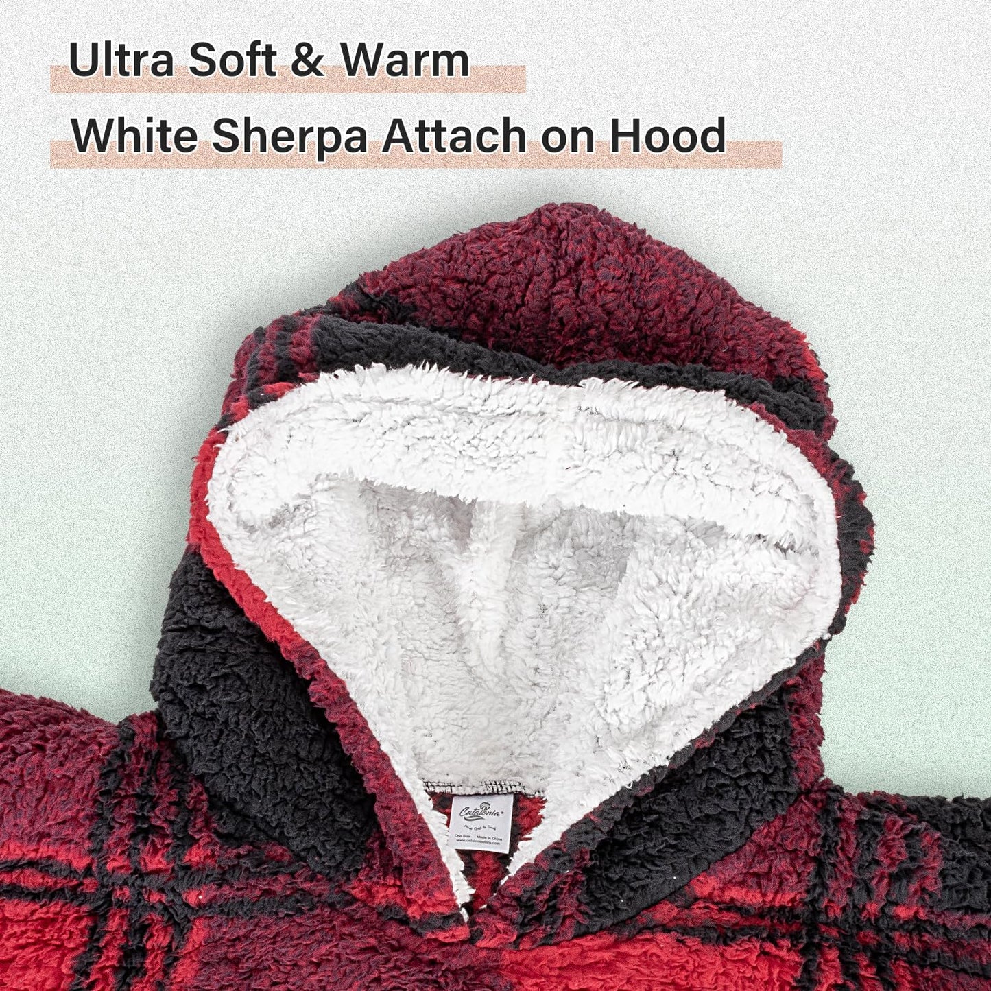 Oversized Sherpa Hoodie Blanket Pullover for Adult Men and Women